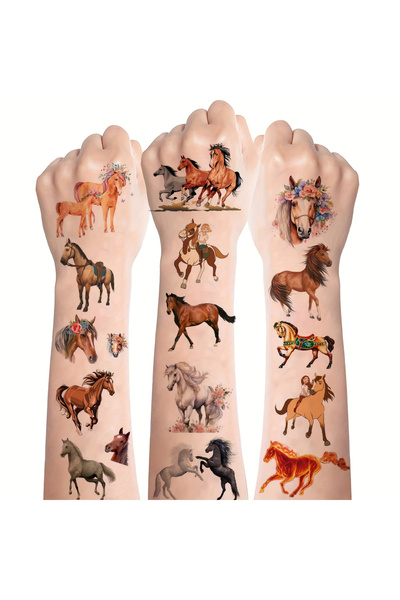 Choice 8pcs-horse 8 Sheets Temporary Horse Tattoos Stickers Birthday Themed P...