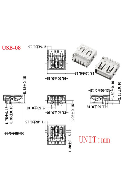 Choice12 10 قطع من موصلات USB-08 من النوع A القياسية، منافذ أنثى للحام على لو...