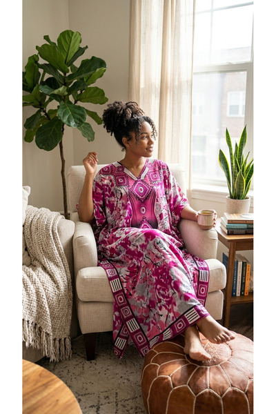 None/Brand Women’s Mediterranean Blue Kaftan – Flowing Maxi Dress & Bohemian ...
