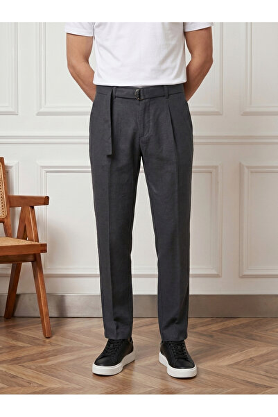 BASEL.CO Belt Detailed Modal Trousers - Cool & Comfortable