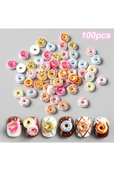 Choice1 S-251-100 قطعة 50/100 قطعة زينة أظافر على شكل دونات حلوة ملونة وجميلة...