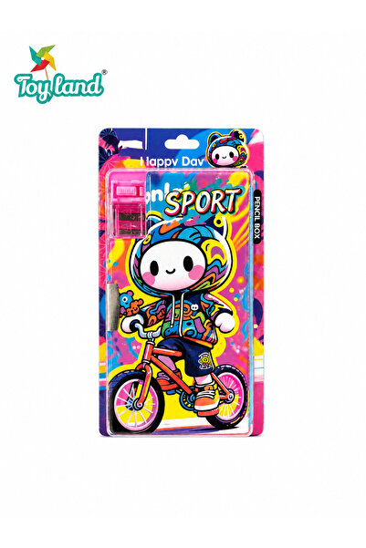 TOY LAND مقلمة على شكل دراجة كرتونية للأطفال مع مبراة – صندوق قرطاسية متعدد ا...