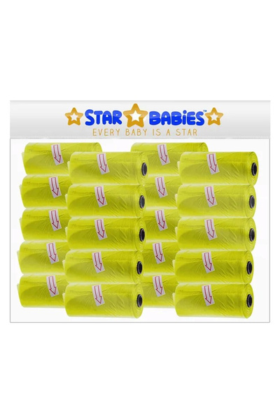 STAR BABiES حقيبة حفاضات معطرة تحتوي على 20/300 كيس - لون أصفر