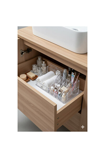 Hobibahçem Transparent Acrylic Bathroom Cosmetic Organizer Organizer 13X22X8 cm