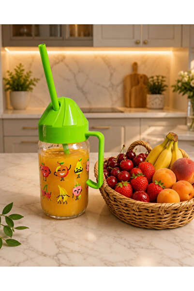 abenim Kulplu Pipetli Bardak 300 Cc Yeşil