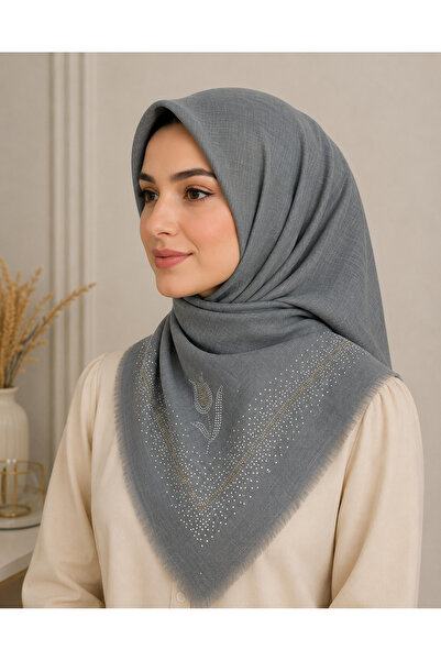 Butik Taşlı Flamlı Pamuk Eşarp