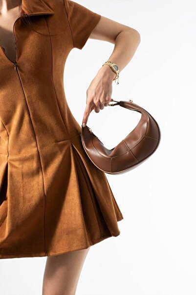 H&D COLLECTİON Half Moon Mini Size Shoulder Bag Width 22 Length 12 cm