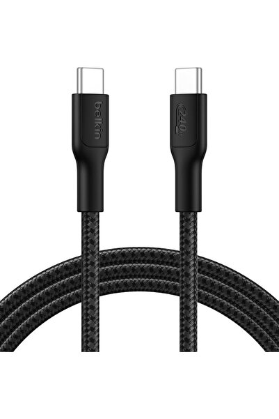 Belkin Eco Örgülü USB-C - USB-C Kablosu, 2 m, 240 W, Yumuşak, Esnek Hızlı Şar...