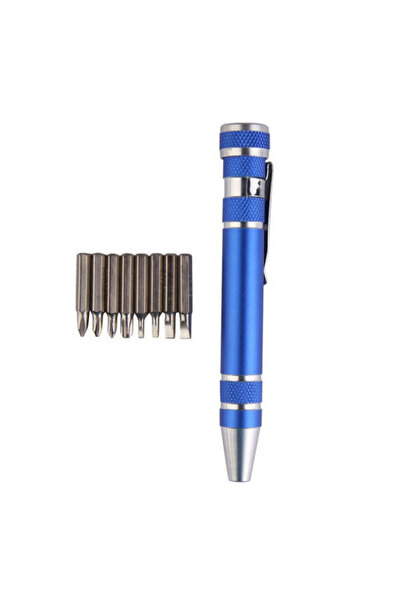Choice1 Blue 1SET 8 In 1 Multitool Pen Screwdriver Mini Set Handy Tool, Magne...