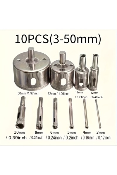 Choice kongzuan10 10-Piece Diamond Hole Saw Drill Set 3-50mm, Professional Co...