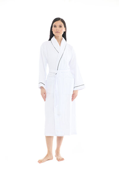 Seritaine Gaia Şalyaka Women's Bathrobe - White 100% Cotton