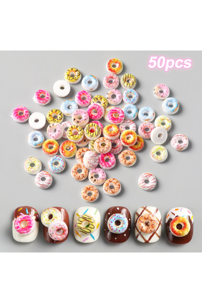 Choice S-251-50pcs 50/100pcs Sweet Doughnut Nail Charms Colorful Kawaii Nail ...