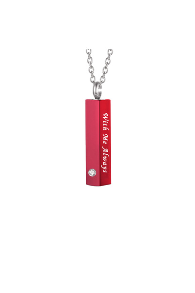 Choice Red Square Urn Necklace for Men Women Square Bar Urn Necklace for Ashe...