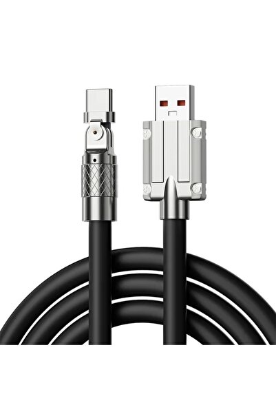 Choice3 كابل USB نوع C أسود بطول 2 متر، شحن سريع 120 واط، كابل بزاوية دوران 1...