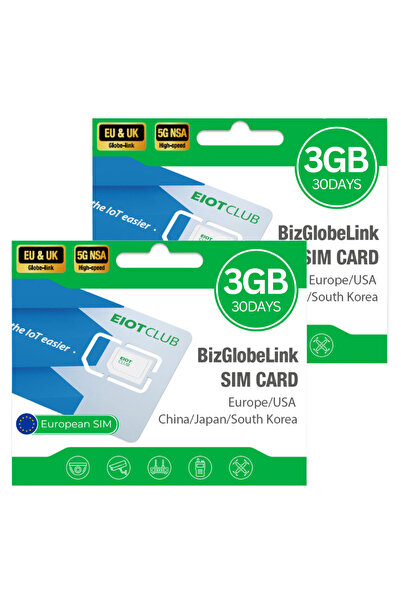 Choice1 (2 pcs) 3GB 30DAY EIOTCLUB Europe SIM Card, Use in Europe/US/China/Ja...
