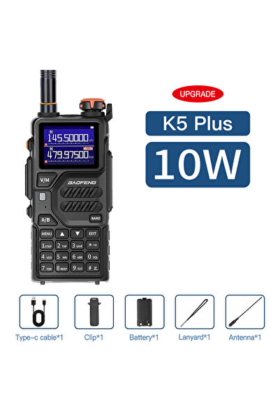 Choice4 راديو هواة BAOFENG UV-K5PLUS بقوة 12 واط UHF/VHF، 999 قناة، مع قابس U...