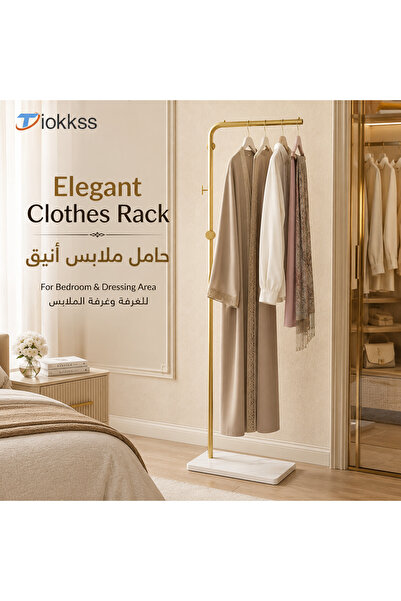 Tiokkss Gold Clothes Rack with Marble Base, Freestanding Garment Rack, Space ...