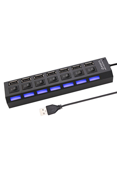 Choice موزع USB 2.0 أسود بـ 7 منافذ مع مفتاح تشغيل/إيقاف ومحول طاقة USB متعدد...