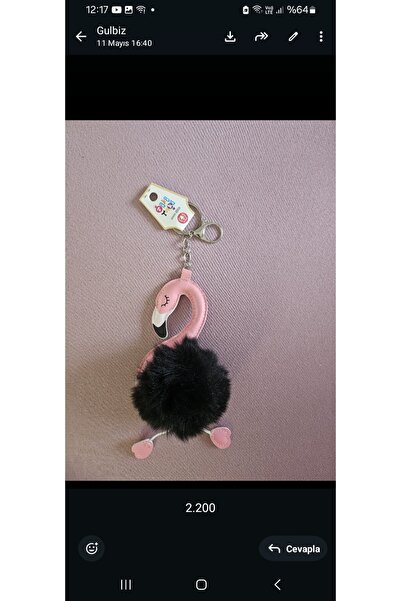 NO BRAND Black Pom-Pom Flamingo Keychain and Bag Ornament