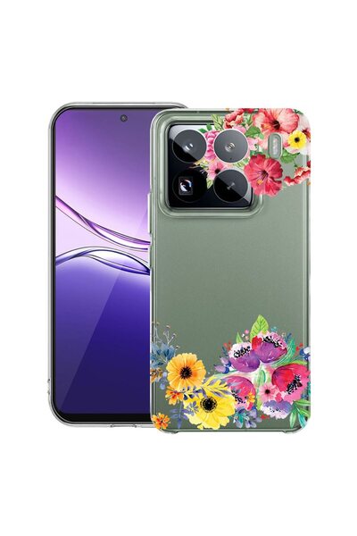 bestcase Прозрачен тънък силиконов калъф, съвместим с Xiaomi 15 Pro, Цветя, 2...