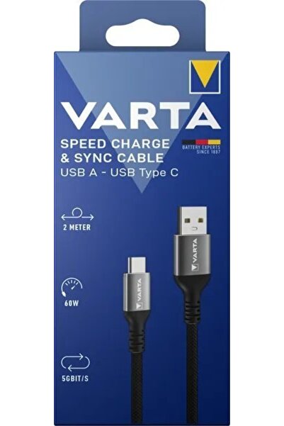 Varta Cablu de încărcare rapidă și sincronizare USB-A la USB-C negru 2m 60W