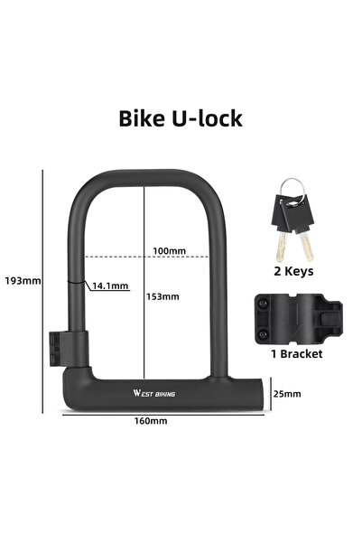 Choice قفل دراجة أسود من WEST BIKING على شكل حرف U، قفل دراجة محمول عالي الأم...