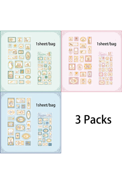 Choice S30819-123 Mr.Paper 3 Packs Stamp Story Series Light Retro Gold Foil E...