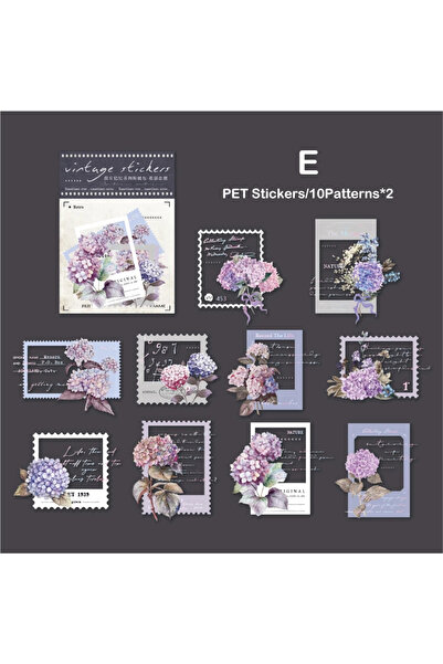 Choice5 E Journamm 20pcs/pack Transparent PET Flower Stickers Retro Film DIY ...