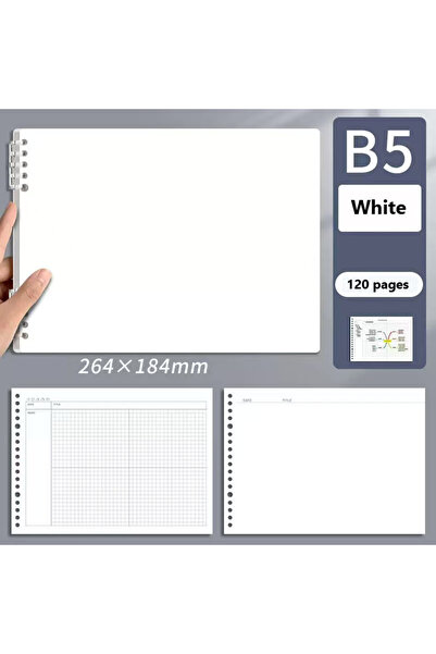Choice3 White 120 Pages B5 Mind Map Notepad Grid Planner Loose Leaf Office Di...