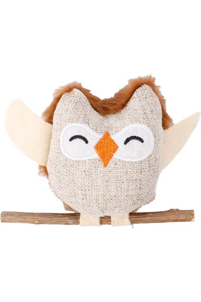 petbutik35 Owl Sitting on a Matatabi Branch Natural Cat Toy