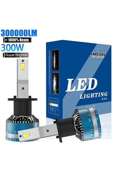 Choice8 مصابيح أمامية LED للسيارة H1 Erruson بقوة 300 واط و300000 لومن، H1 H3...