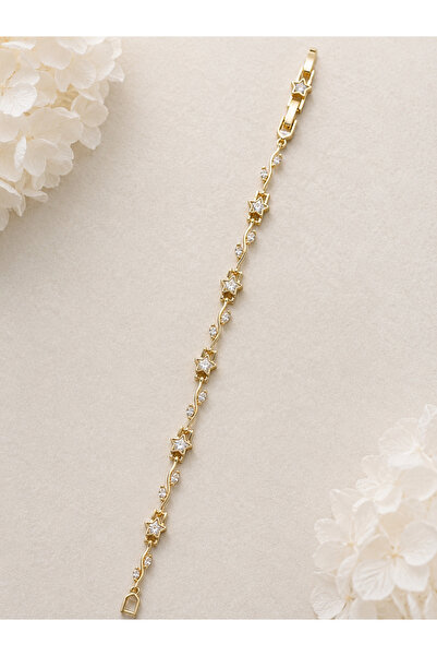 Lilith Takı Star Stone Detailed Gold Look Women's Bracelet |   Elegant and Ra...