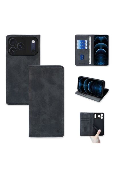 Sonique Θήκη Πορτοφόλι Vintage Magnet Wallet Apple iPhone 17 Pro Max Μαύρο