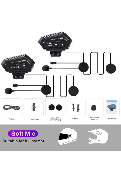 Choice 2Pcs Soft 1/2Pcs Bt12B Motorcycle Helmet 1000Mah 500M Intercom Headset...