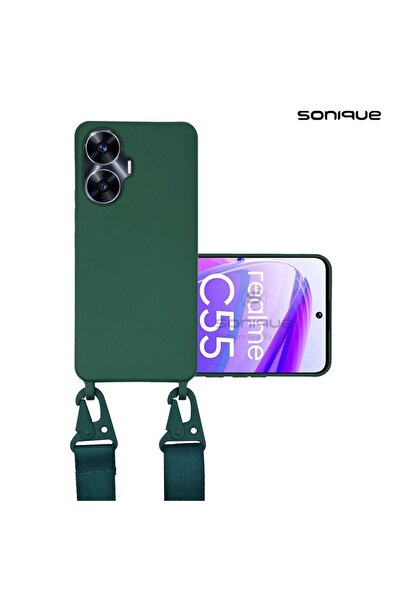 Sonique Θήκη Σιλικόνης με Strap CarryHang Realme C55 Πράσινο Σκούρο