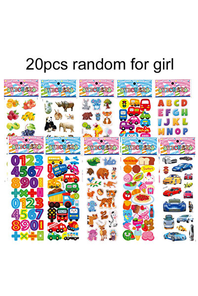 choice2 20 ملصق عشوائي للبنات من 10 إلى 100 قطعة، ملصقات ديناصورات ثلاثية الأ...