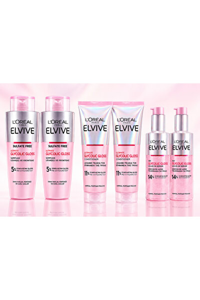 L'Oreal Paris Elvive Glycolic Gloss Parlak Veren Saç Bakım Rutini Seti: Şampu...