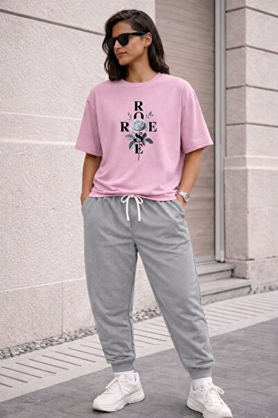 orwen life est. 2022 Women's / Girls' Oversize Grey Rose Thsort Tracksuit Set...