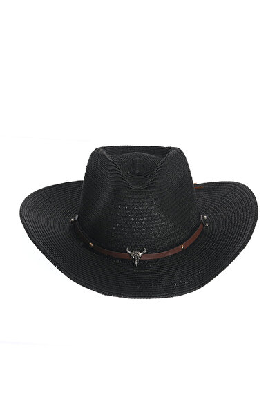 meli melo Black cowboy hat with western accents