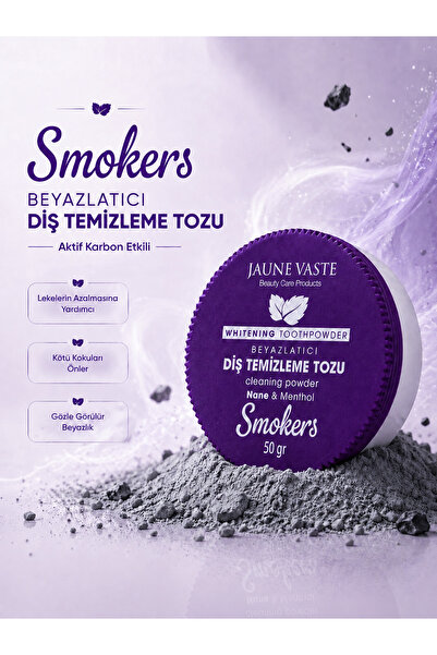 Jaune Vaste Smokers Beyazlatıcı Diş Temizleme Tozu – Aktif Karbon Etkili | Na...