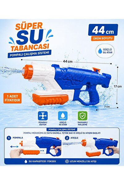 BYCEGU ORTA BOY OYUNCAK SÜPER POMPALI SU TABANCASI 44 CM BOYUNDA 1LİTRE SU KA...