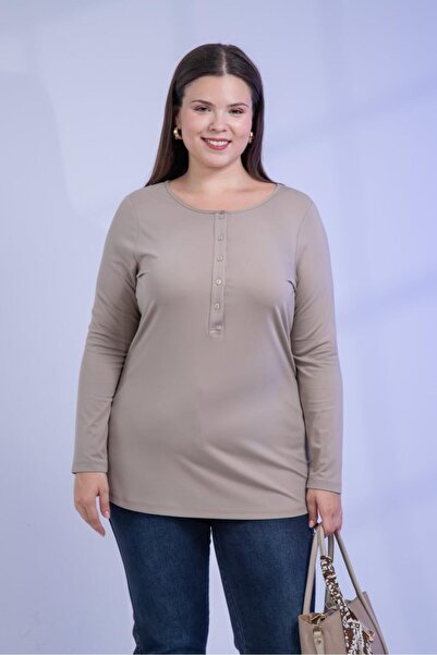 Roxxlen Women's Plus Size Button Detailed Blouse