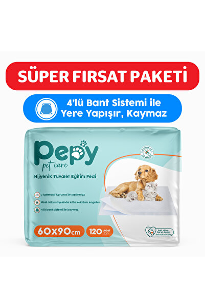 PEPY Kedi Tuvaleti 60x90 Hijyenik Tuvalet Eğitim Pedi 30'lu 4 Paket 120 Adet