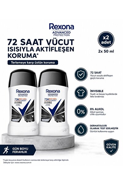 Rexona Women Kadın Stick Deodorant Invisible Black White Rexona 50 ml 2 ADET