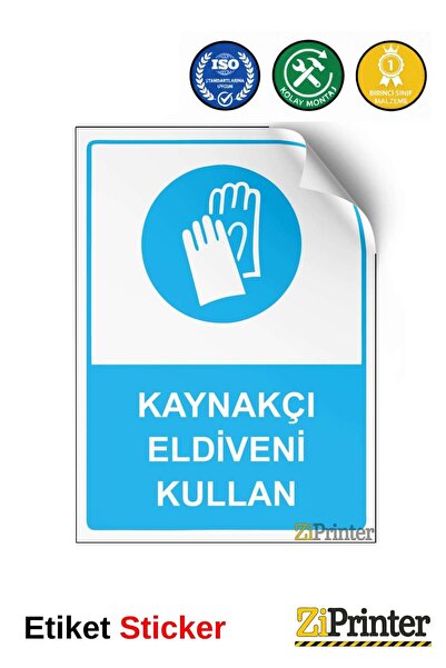 ZiPrinter ملصق لافتة تحذيرية لقفز قفازات اللحام 50x70 سم