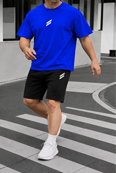 FAEL LİFE Unisex Wide-Let T-Shirt and Shorts Set with Double Line Print