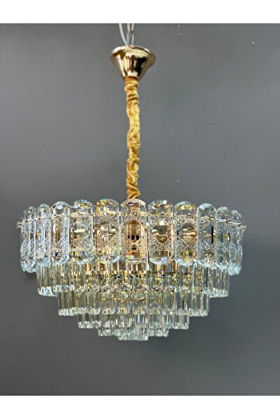 Led YENİ MODEL 50 CM KRİSTAL LÜX SALON AVİZE GOLD RENK