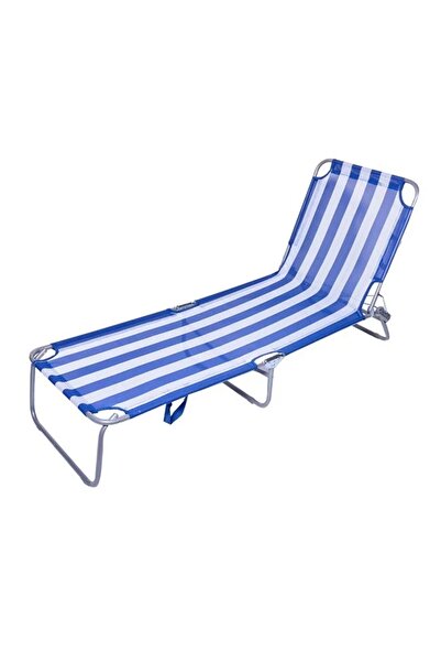 ELITECOMMERCEMARKET Sezlong Plaja Albastru cu Dungi 188x55x24cm