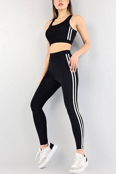 marcobella Black Striped Leggings Athlete Double Set 166018