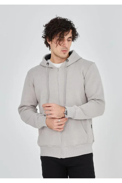 Efnaz style Unisex Full Zip Hooded Sweatshirt - Dyed Gray - L - Dyed Gray